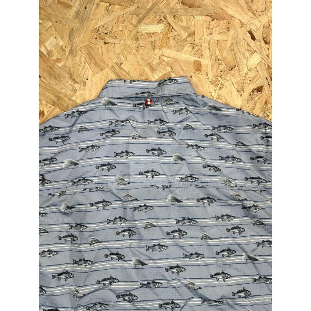 The American Outdoorsman Fishing Shirt Mens Large Blue Fish Print Short Sleeve - Picture 14 of 14